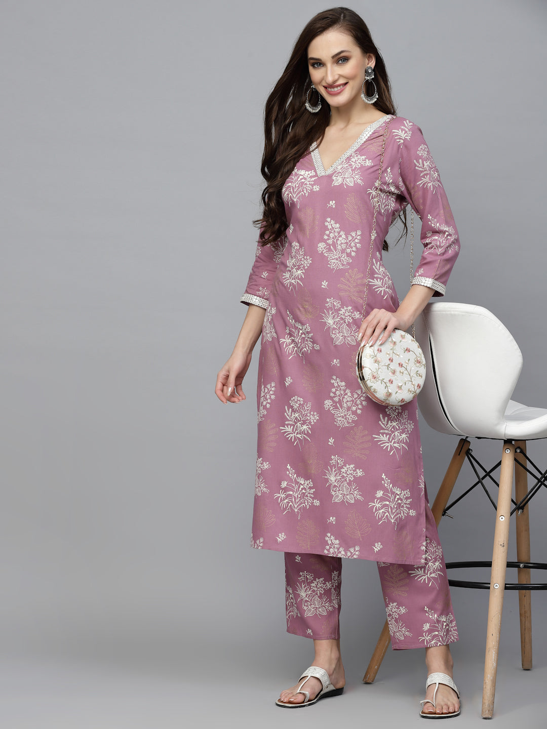 Floral Printed Rayon Kurta Pant Set
