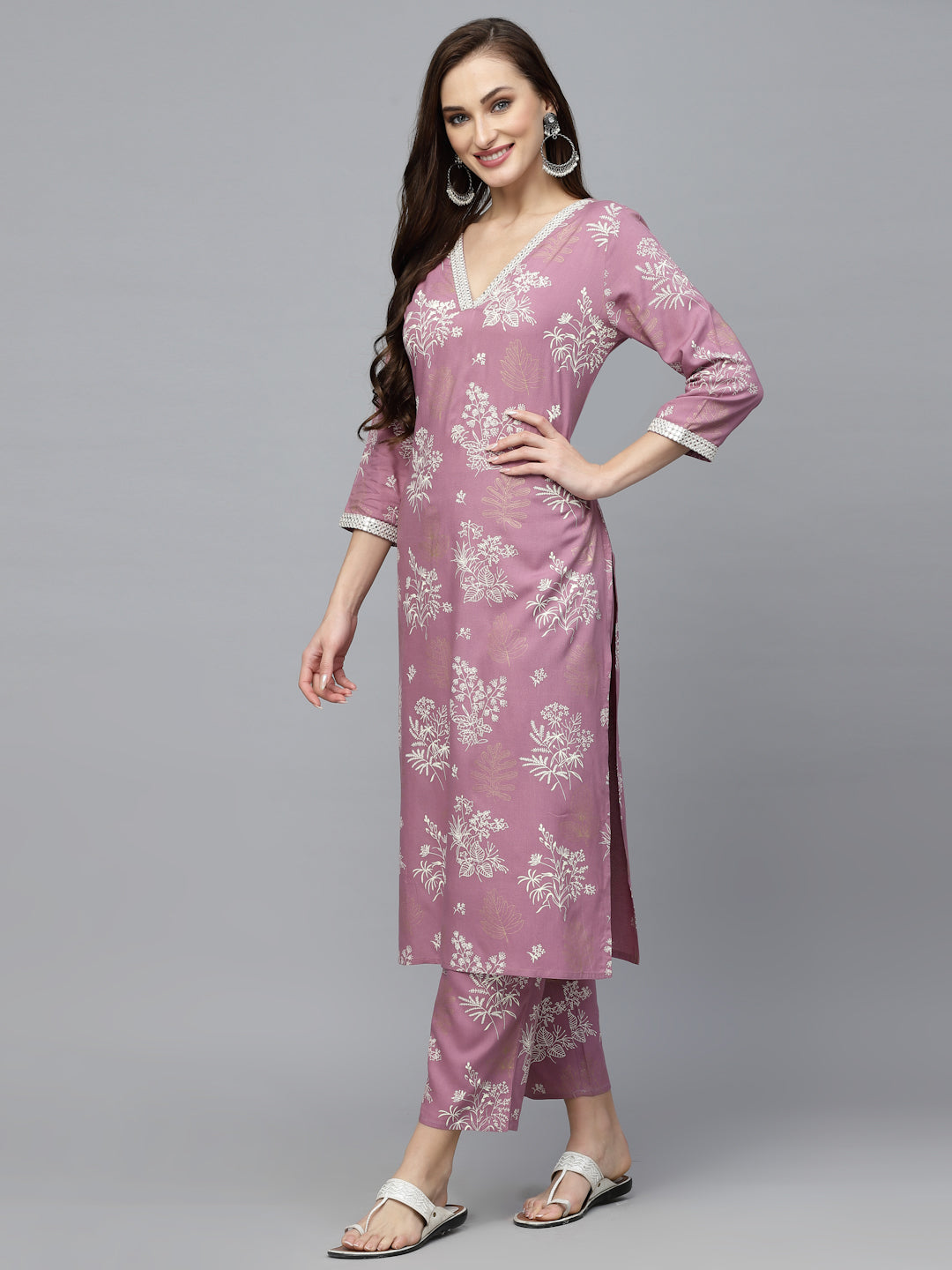 Floral Printed Rayon Kurta Pant Set
