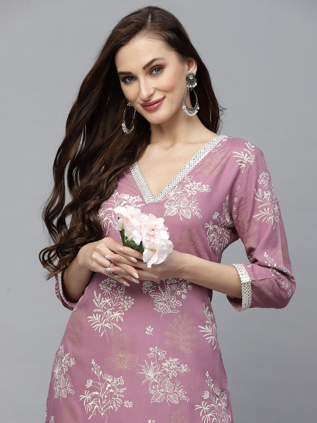 Floral Printed Rayon Kurta Pant Set