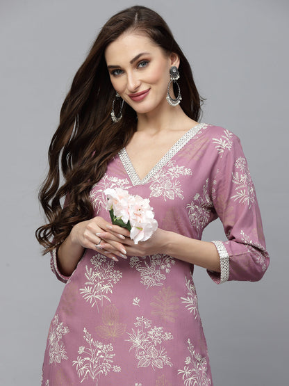 Floral Printed Rayon Kurta Pant Set