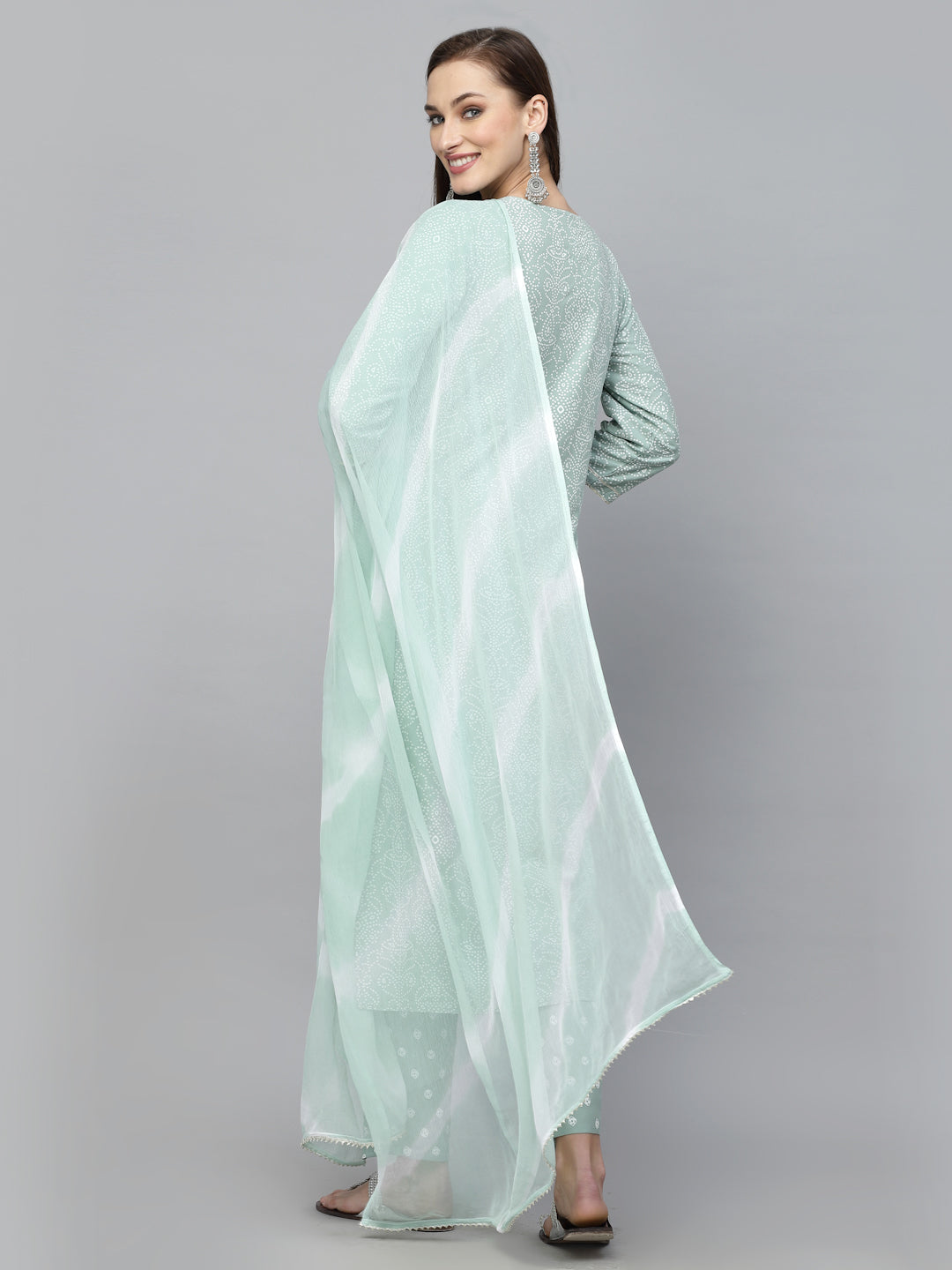 Bandhej Printed Rayon Kurta Pant Dupatta Set