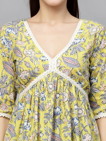 Floral Printed Kurta Palazzo Dupatta Set