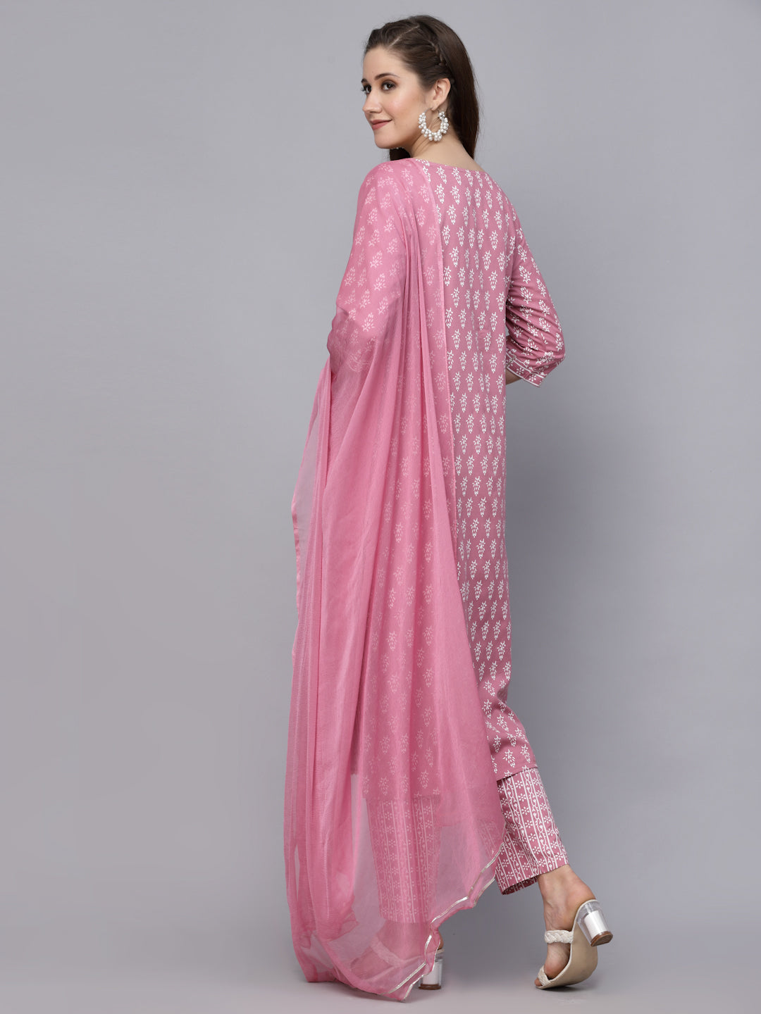 Floral Printed Rayon Kurta Pant Dupatta Set