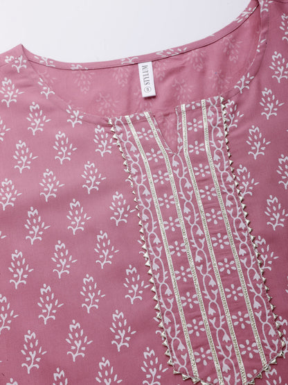 Floral Printed Rayon Kurta Pant Dupatta Set