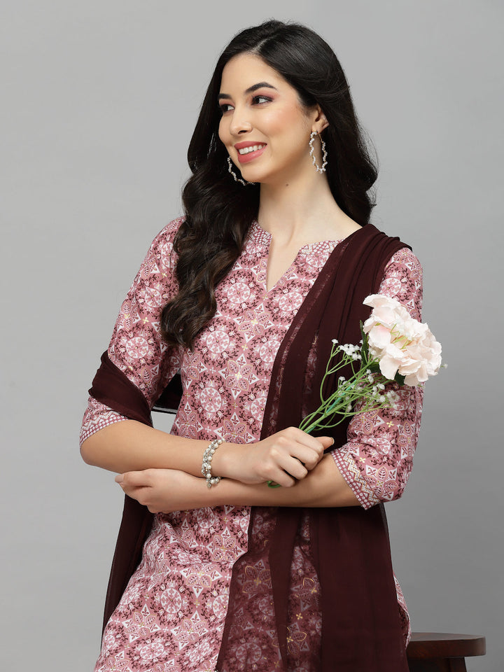 Printed Cotton Blend Kurta Pant Dupatta Set