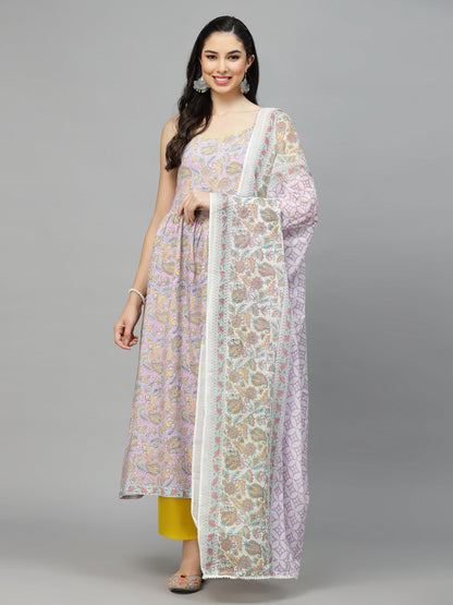 Paisley Printed Rayon Kurta Pant Dupatta Set