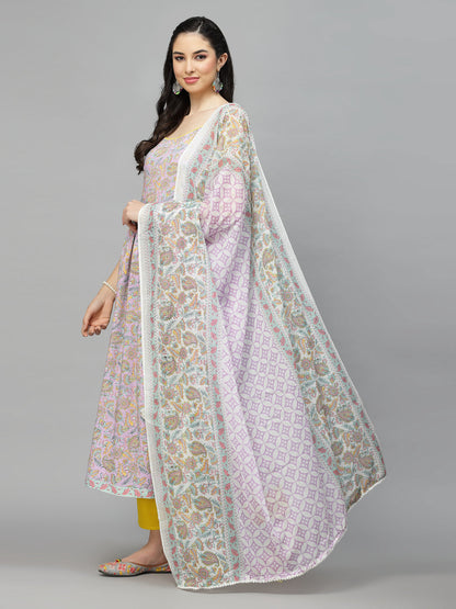 Paisley Printed Rayon Kurta Pant Dupatta Set