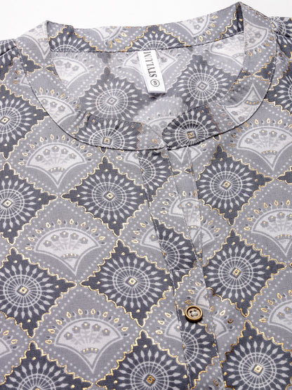 Printed Cotton Blend Kurta Pant Set