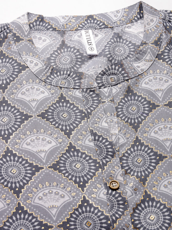 Printed Cotton Blend Kurta Pant Set