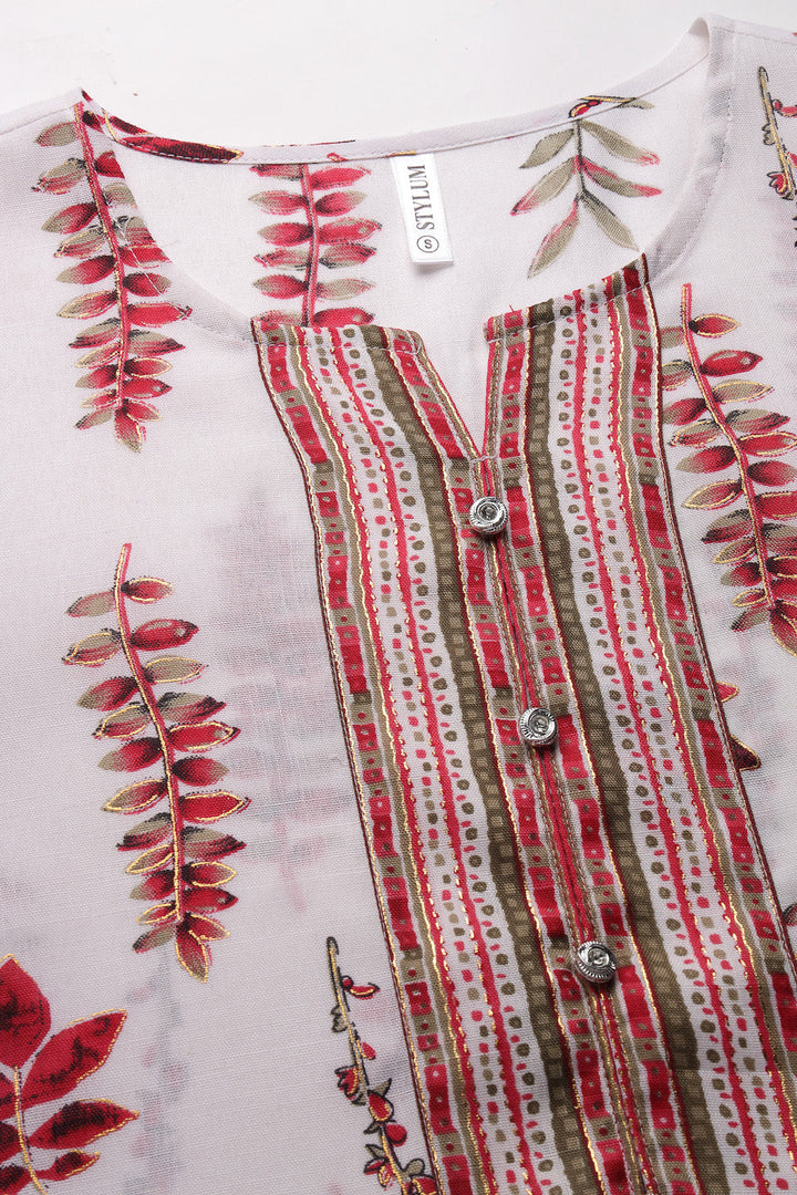 Printed Cotton Blend Kurta Pant Dupatta Set