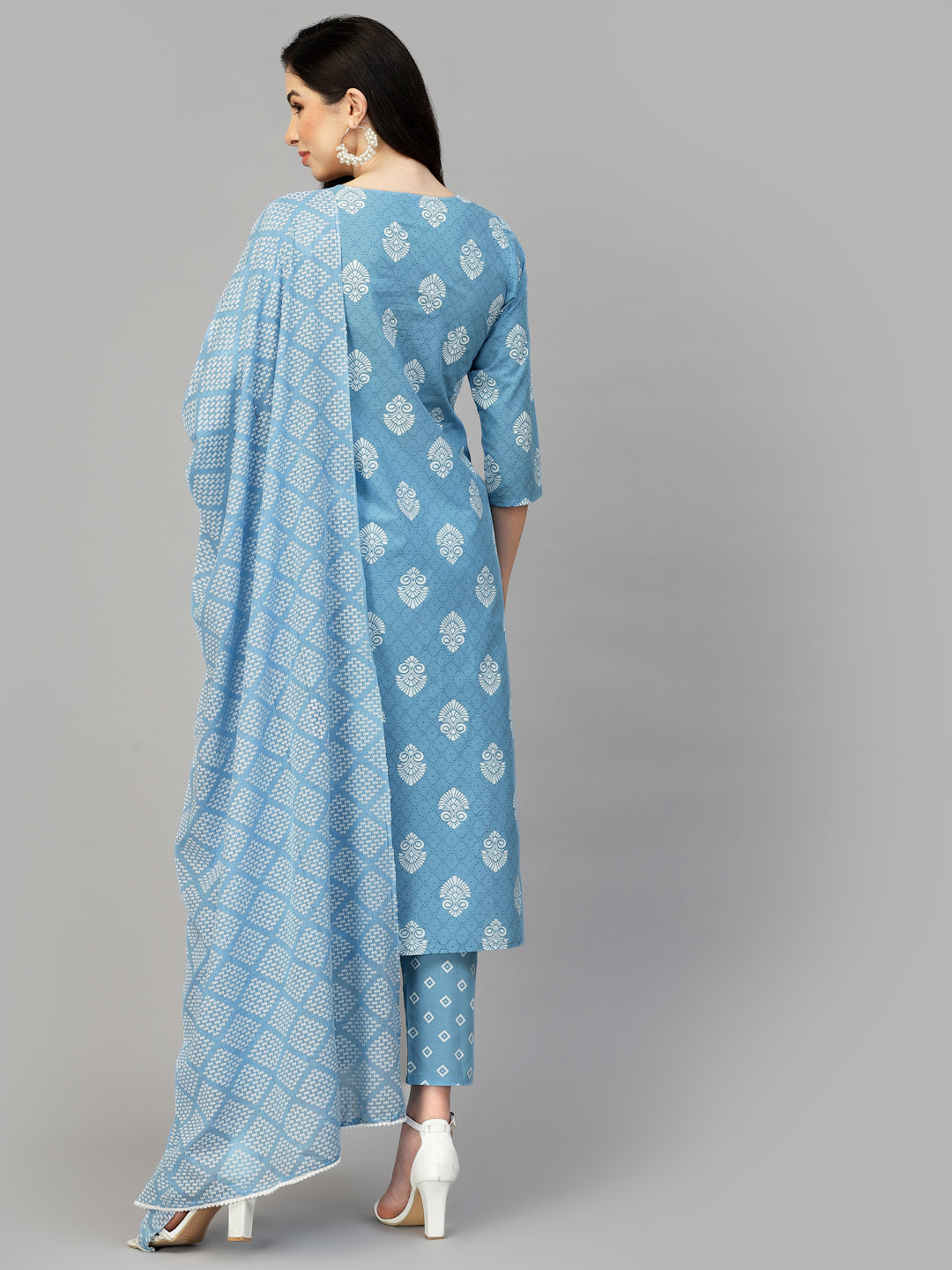 Printed Rayon Kurta Pant Dupatta Set