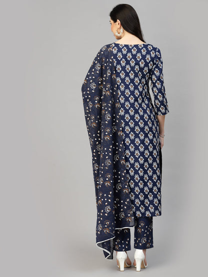 Printed Rayon Kurta Pant Dupatta Set