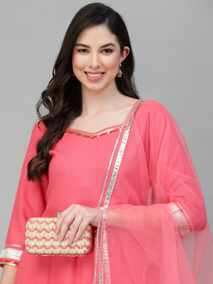 Solid Rayon Kurta Pant Dupatta Set