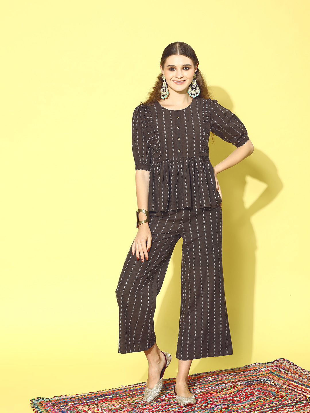 Self Design Cotton Blend Co-Ords Set