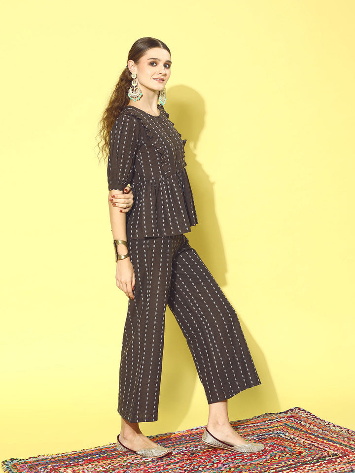 Self Design Cotton Blend Co-Ords Set