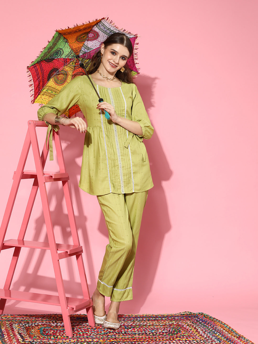 Self Design Rayon Blend Co-Ords Set