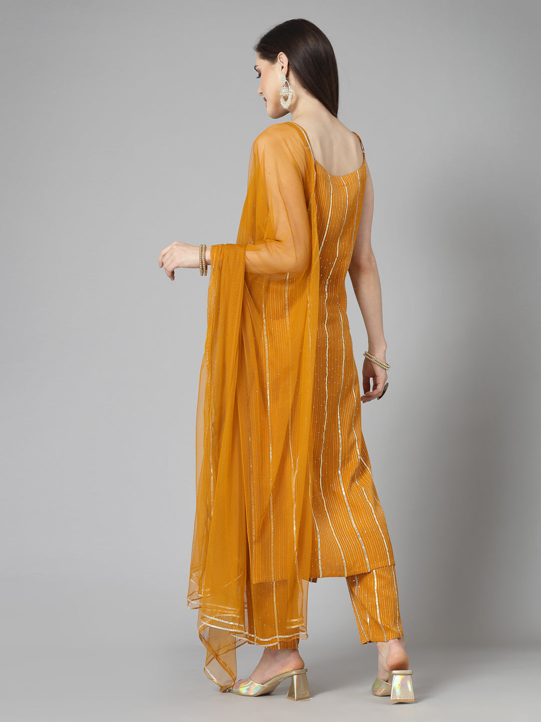 Embroidered & Embellished Rayon Straight Kurta Pant Dupatta Set