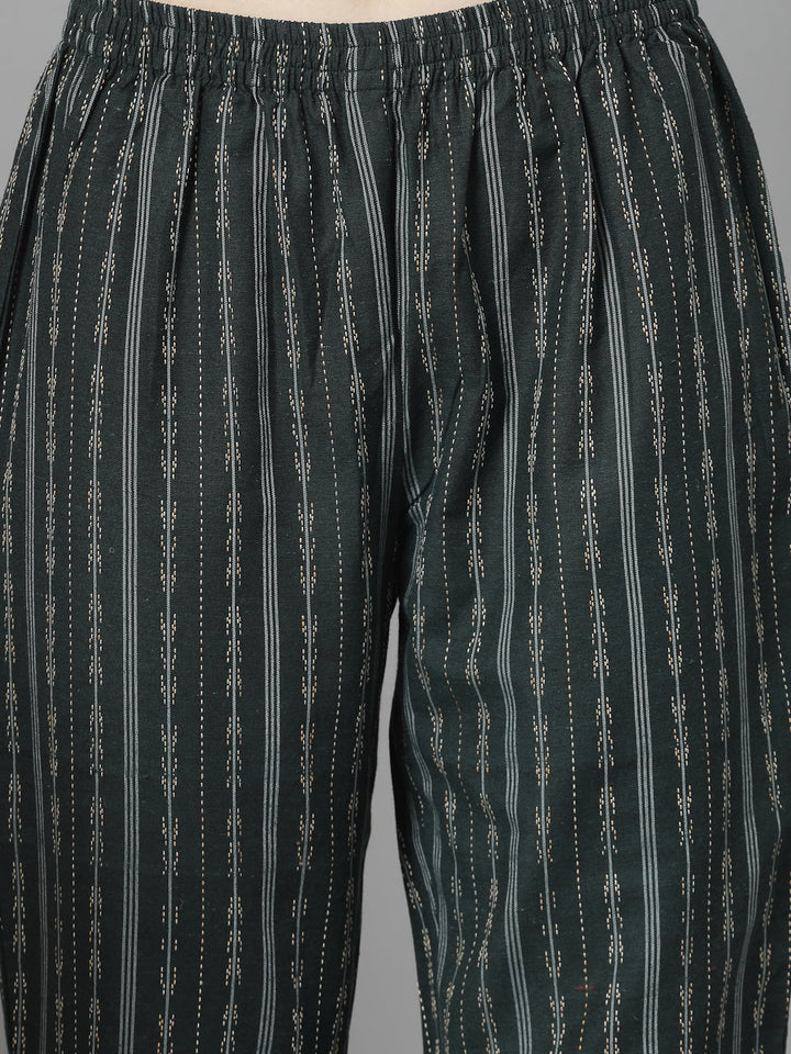 Woven Design Cotton Blend Straight Kurta Pant Dupatta Set