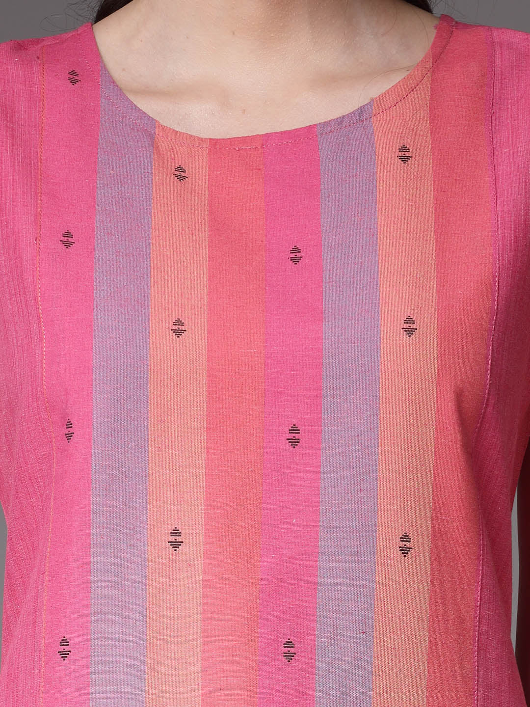 Woven Designed Cotton Blend Straight Kurta Pant Set