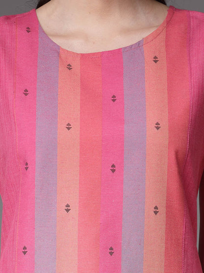 Woven Designed Cotton Blend Straight Kurta Pant Set
