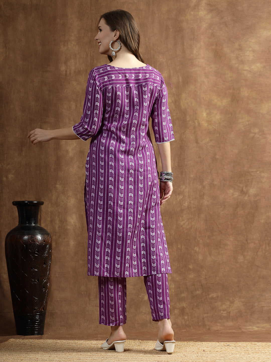 Printed Cotton Blend Straight Kurta Pant Set