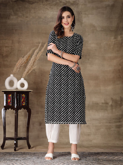Lehariya Printed Cotton Straight Kurta Pant Set