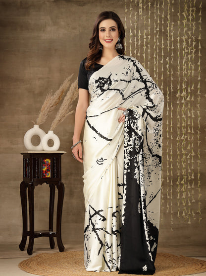 Tie & Dye Print Satin Saree