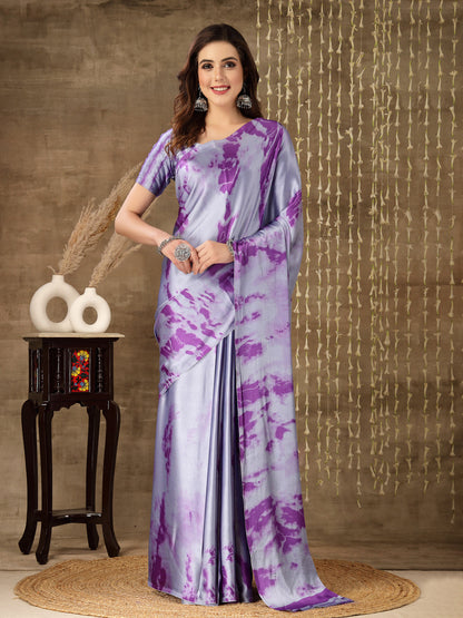 Tie & Dye Print Satin Saree