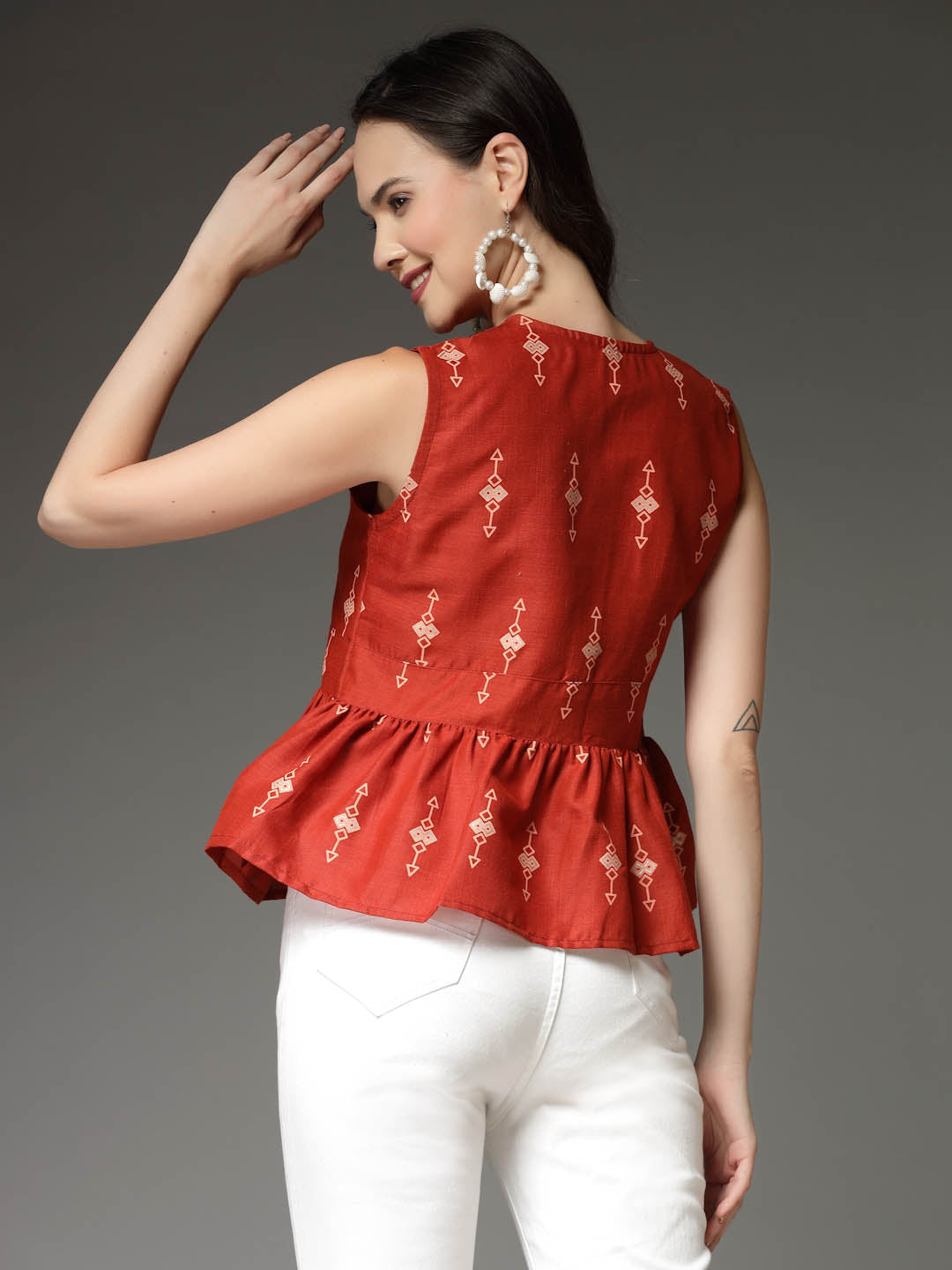 Printed Cotton Blend Top