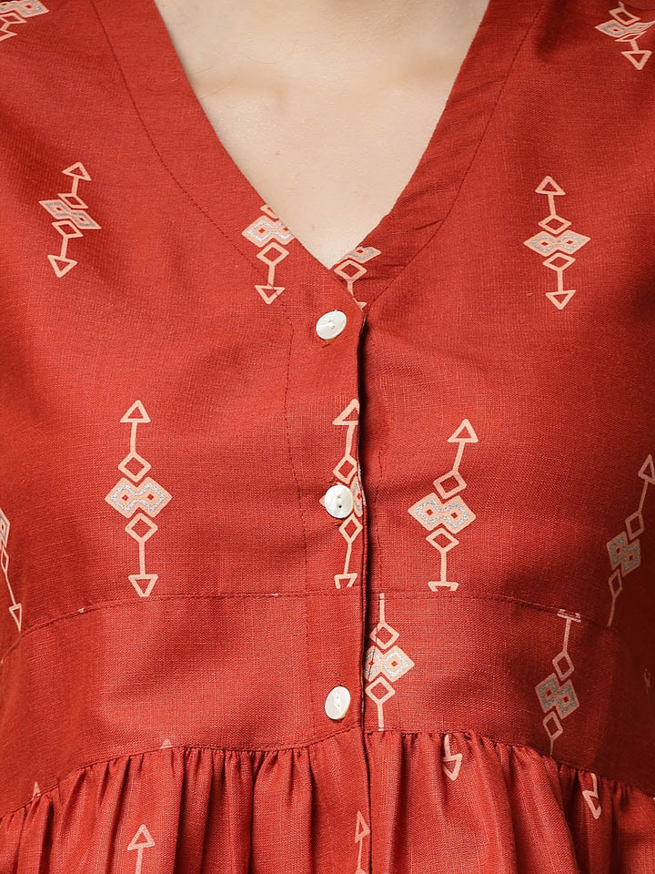 Printed Cotton Blend Top