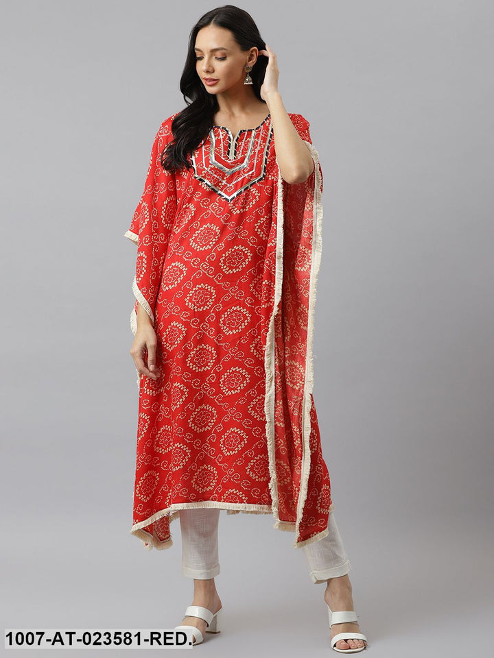 Bandhani Print Rayon Kaftan Kurta