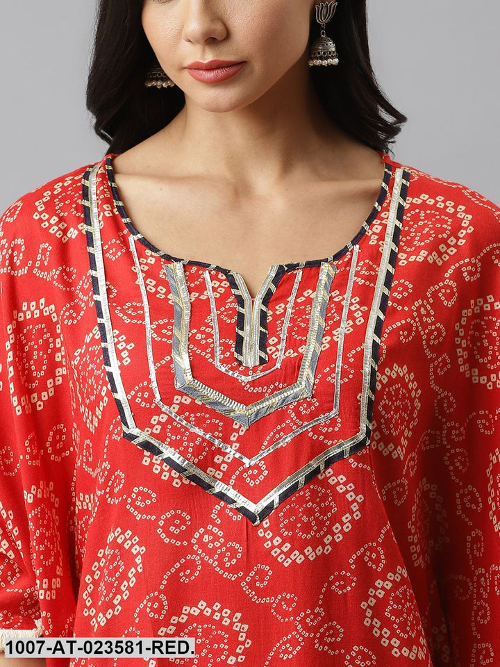 Bandhani Print Rayon Kaftan Kurta