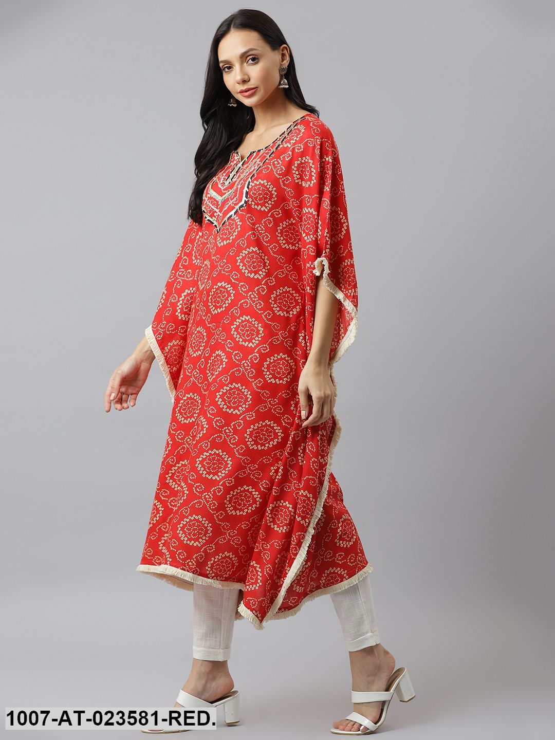 Bandhani Print Rayon Kaftan Kurta