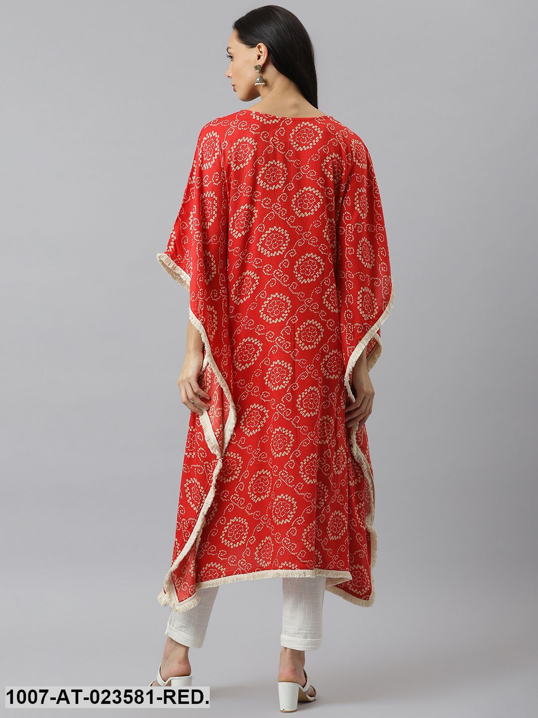 Bandhani Print Rayon Kaftan Kurta