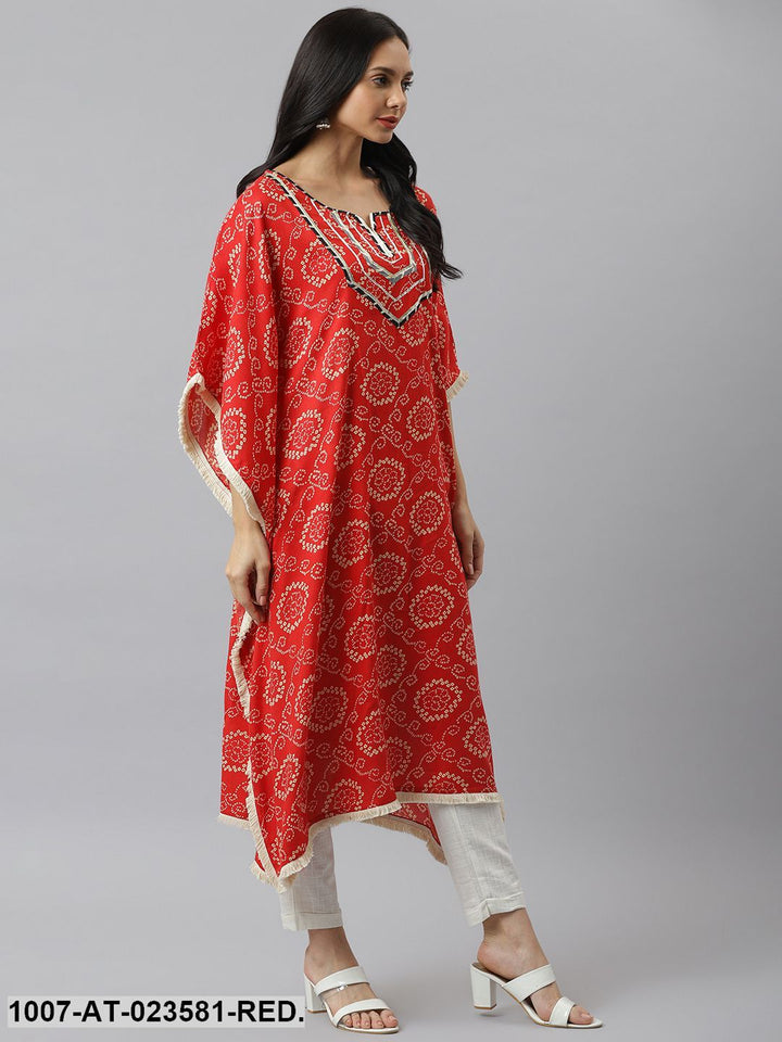 Bandhani Print Rayon Kaftan Kurta