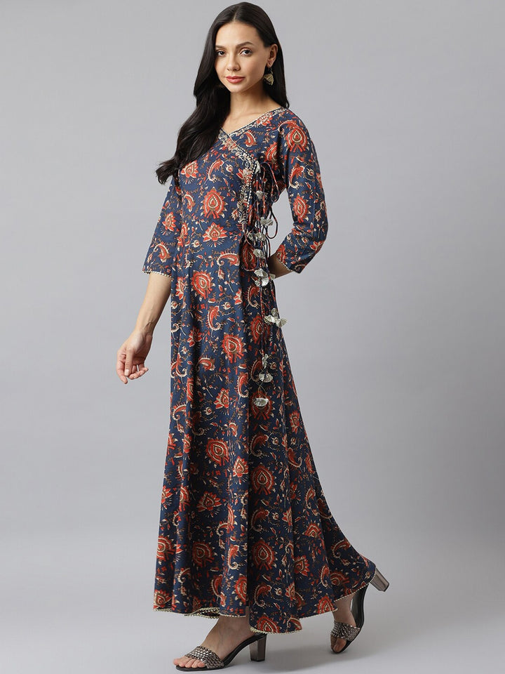 Kalamkari Printed Cotton Anrkali Kurta