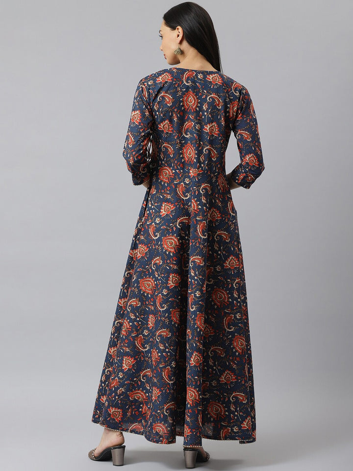 Kalamkari Printed Cotton Anrkali Kurta