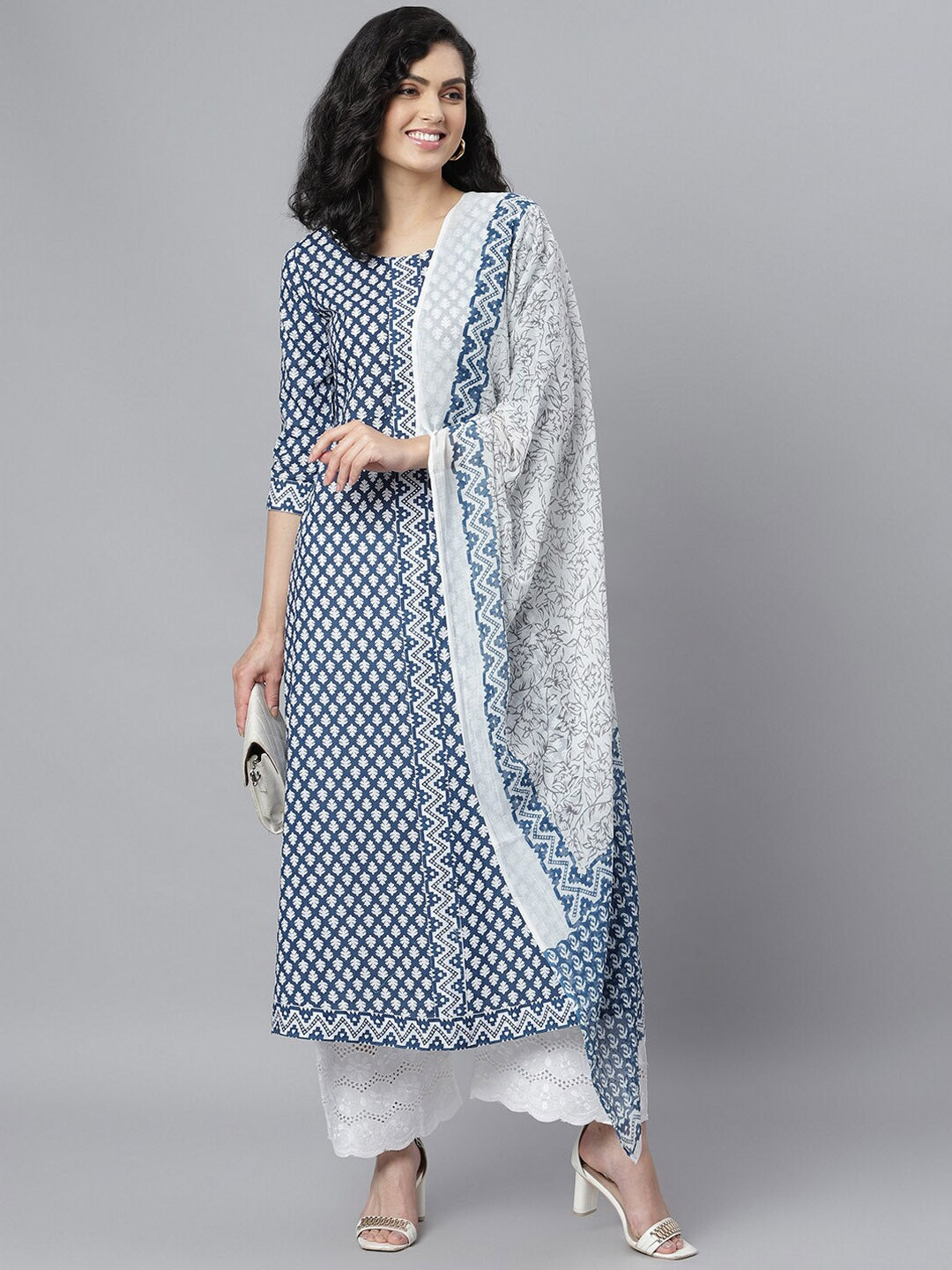 Printed Cotton Kurta with Dupatta