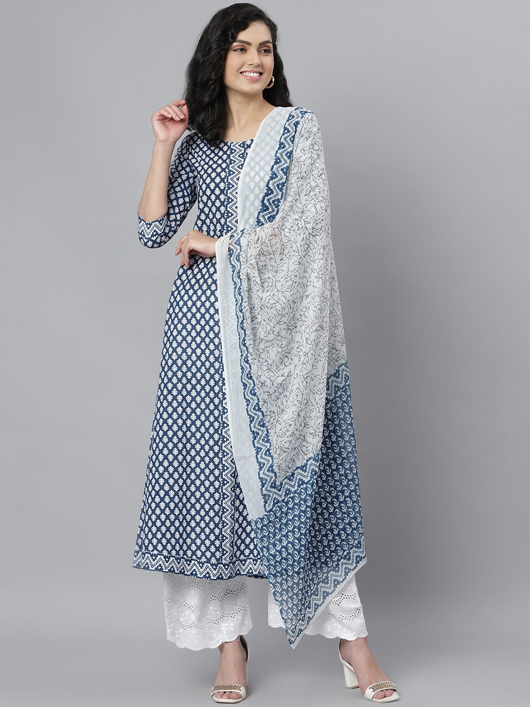 Printed Cotton Kurta with Dupatta