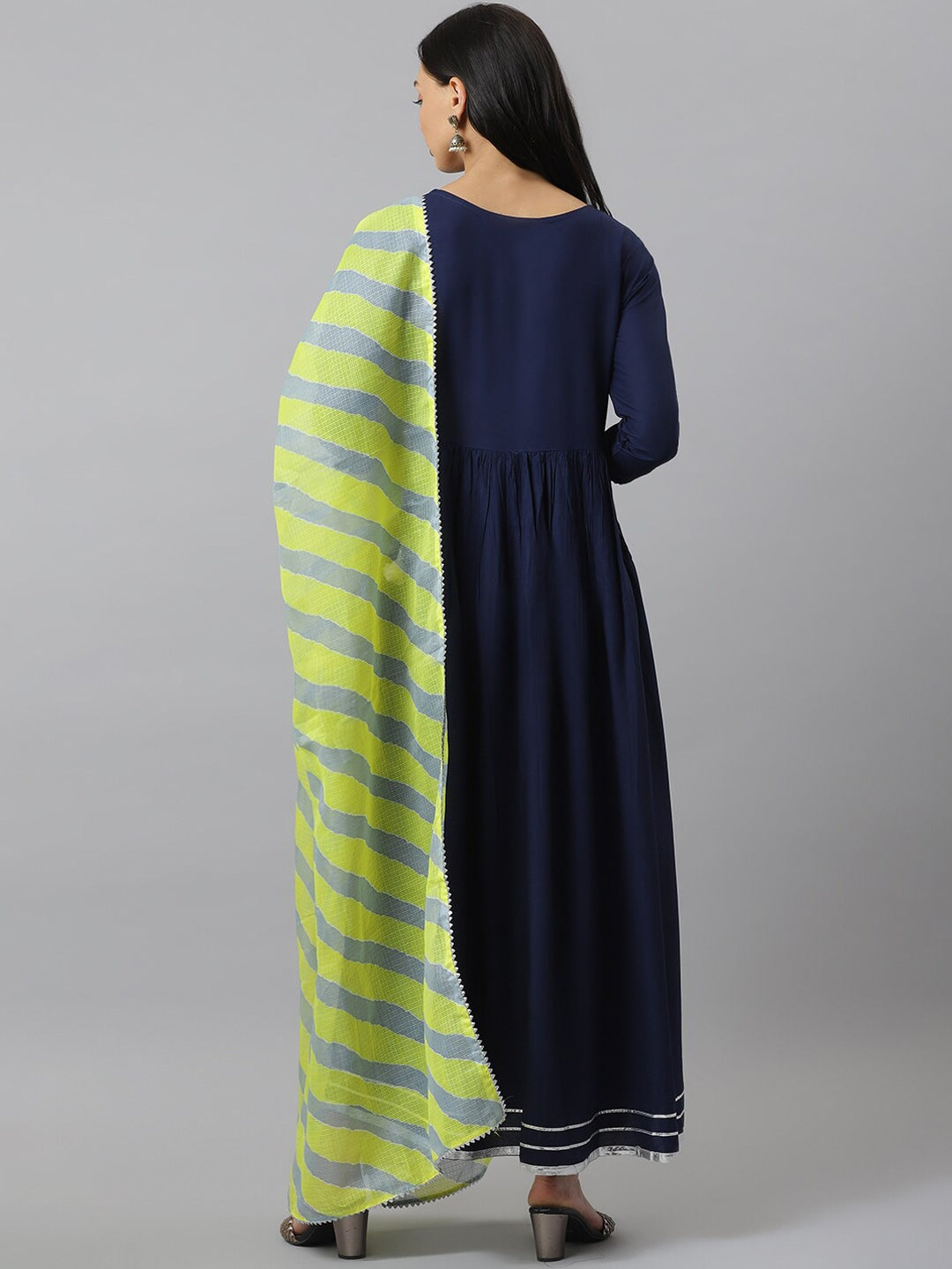 Solid Rayon Angrakha Kurta With Dupatta