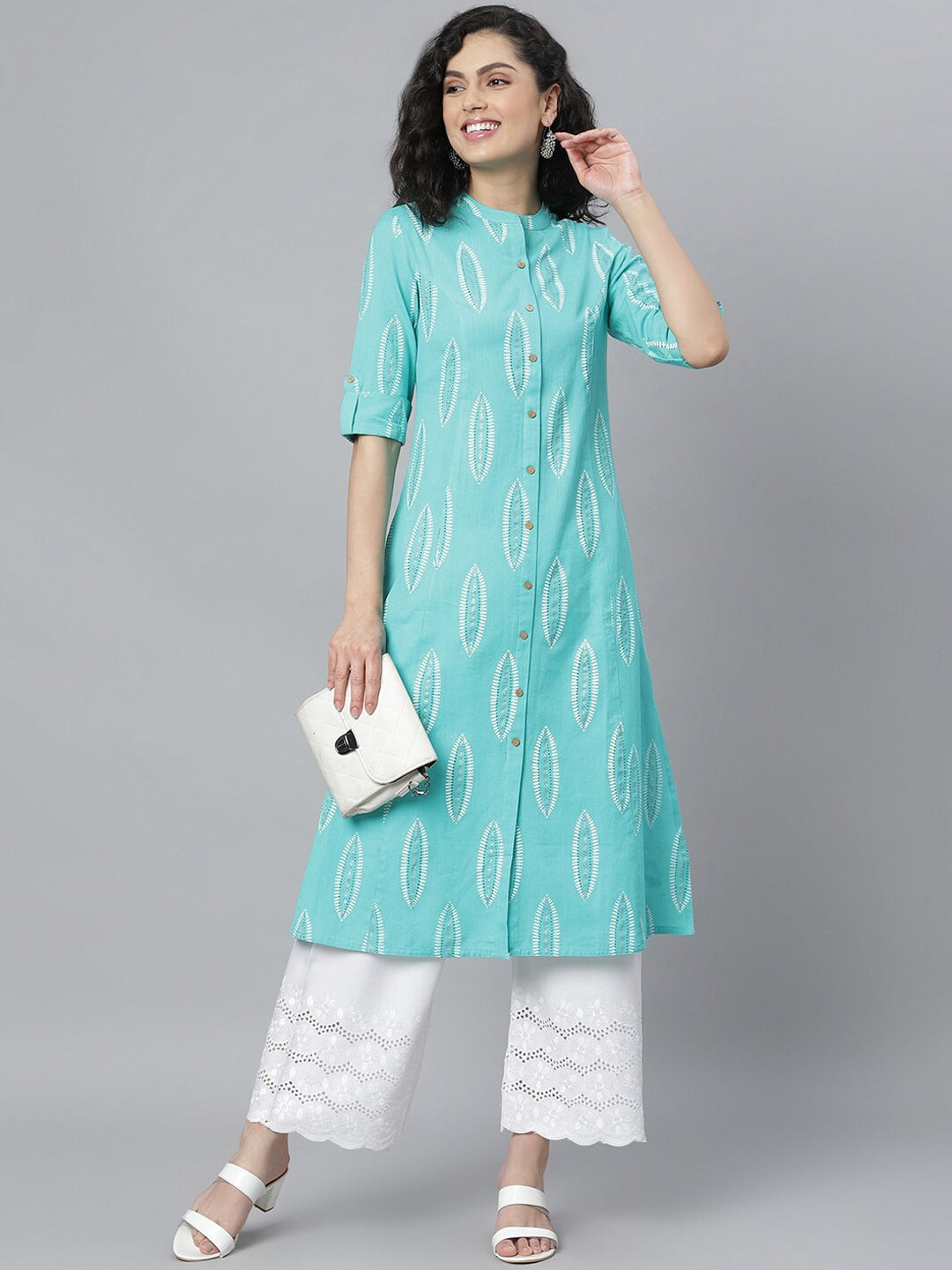 Stylum turquoise rayon printed kurta – wholesale manufacturer & exporter from India
