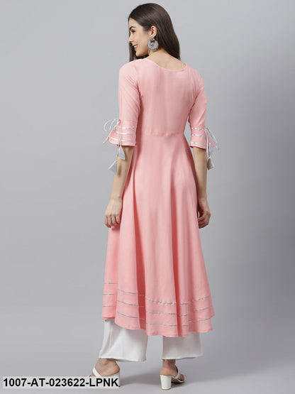 Women's Embroidered Rayon Flared Kurta