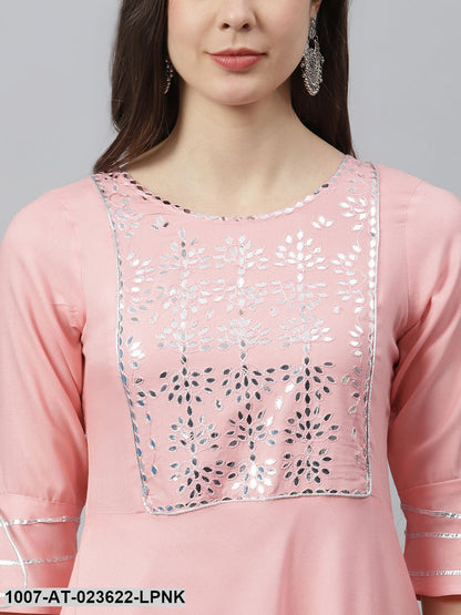 Women's Embroidered Rayon Flared Kurta