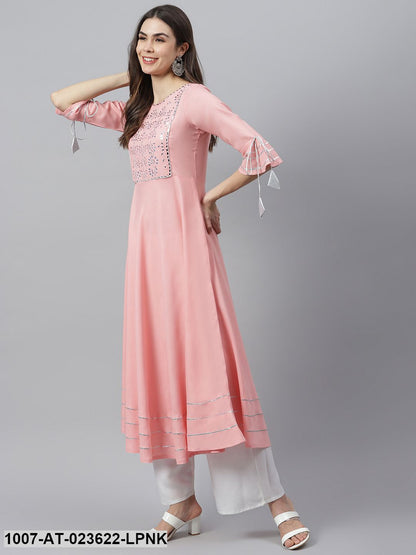 Women's Embroidered Rayon Flared Kurta