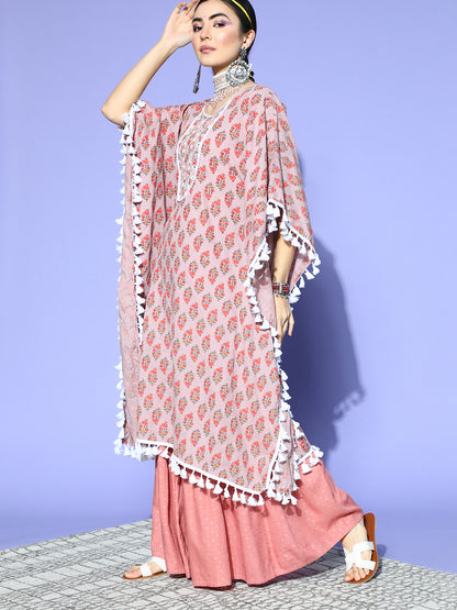 Floral Printed Cotton Kaftan Kurta