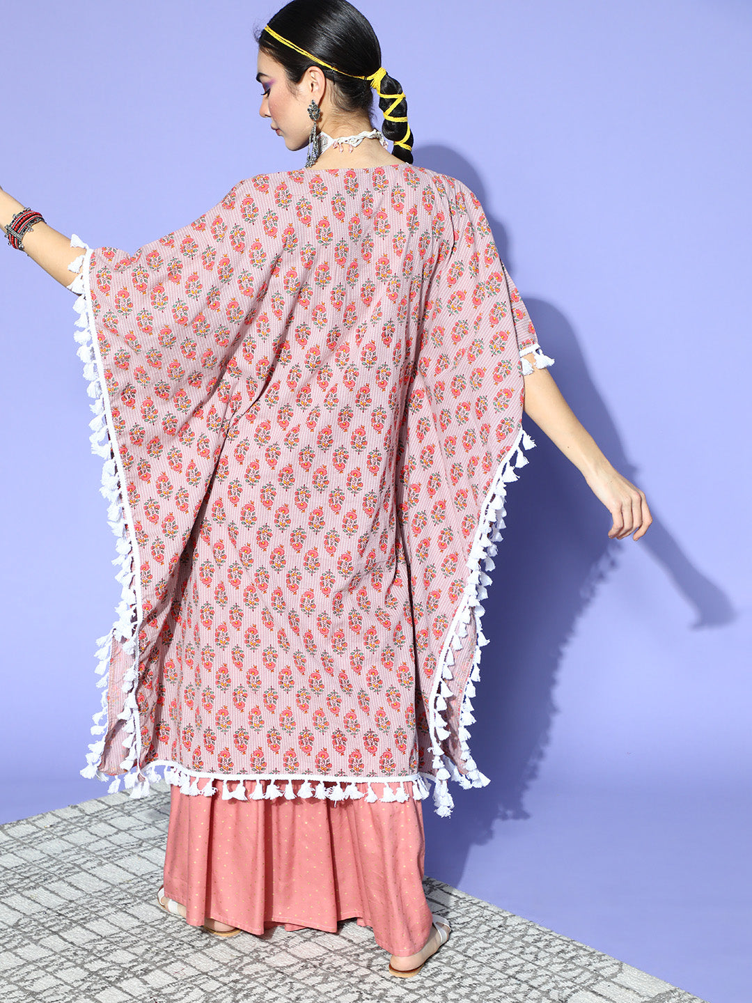 Floral Printed Cotton Kaftan Kurta