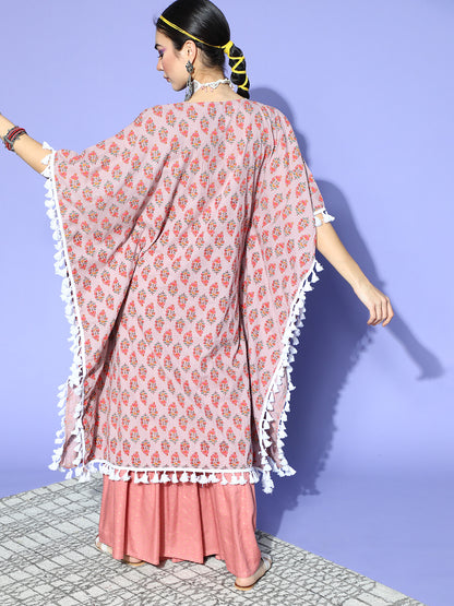 Floral Printed Cotton Kaftan Kurta