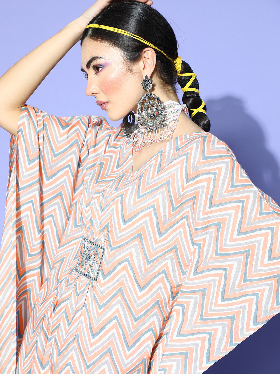 Stripes Printed Cotton Kaftan Kurta