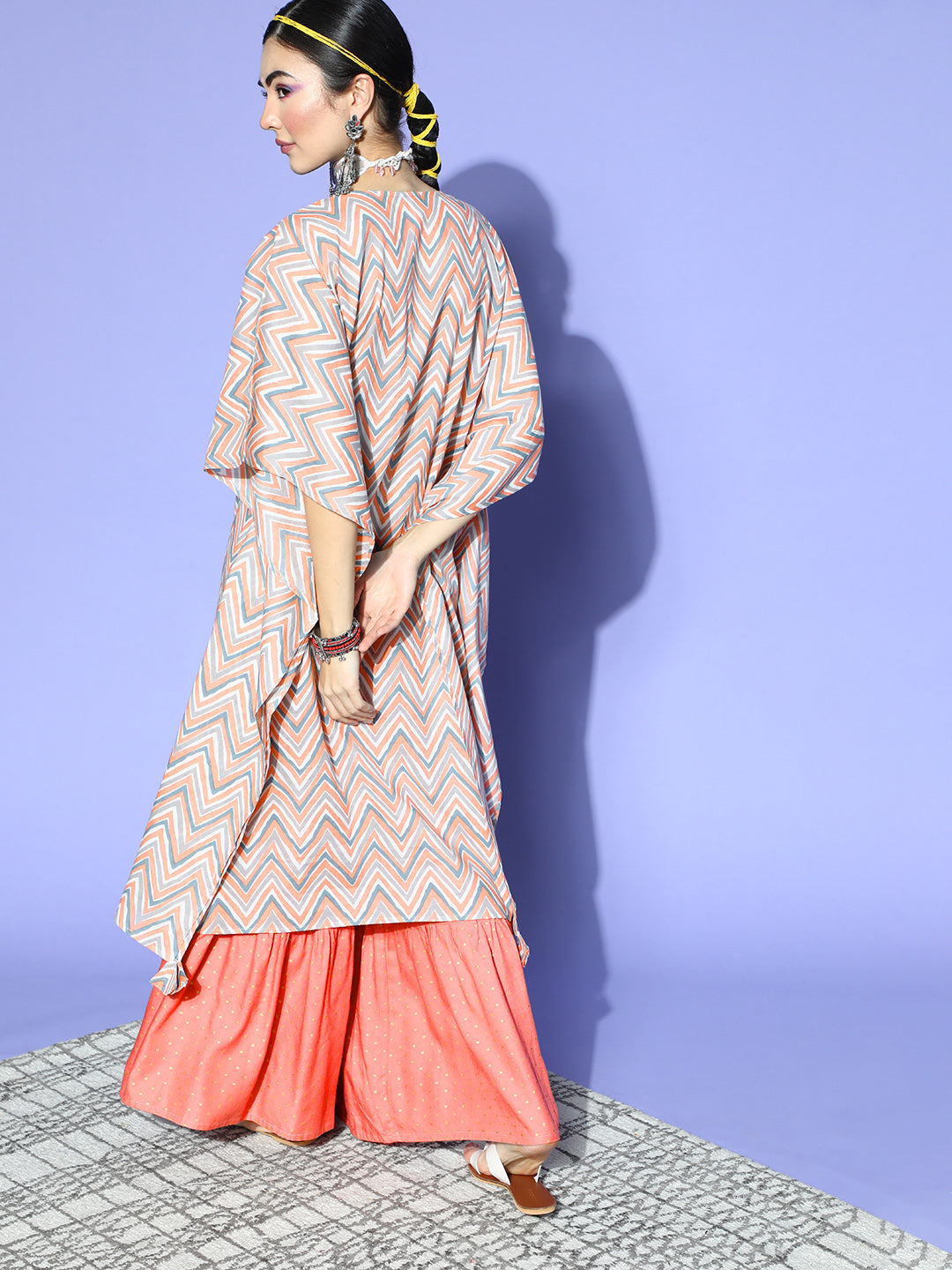 Stripes Printed Cotton Kaftan Kurta