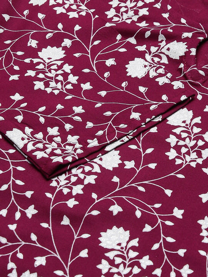 Floral Print Rayon Straight Kurta